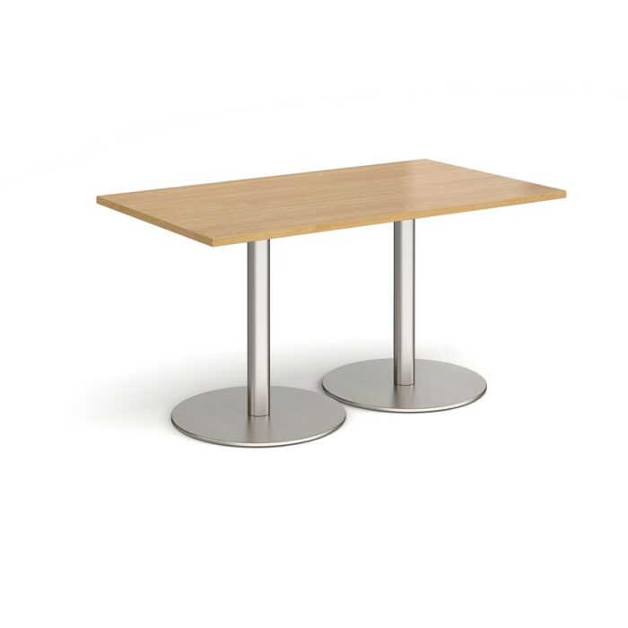 DAMS Monza rectangular dining table with flat round base 1400mm x 800mm-34874