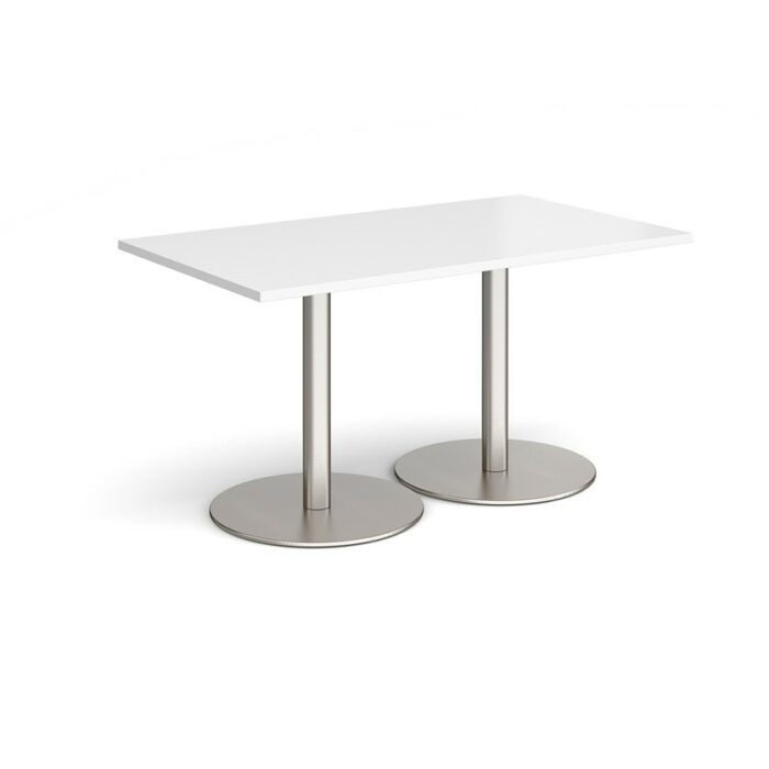 DAMS Monza rectangular dining table with flat round base 1400mm x 800mm-34875