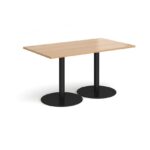 DAMS Monza rectangular dining table with flat round base 1400mm x 800mm-0