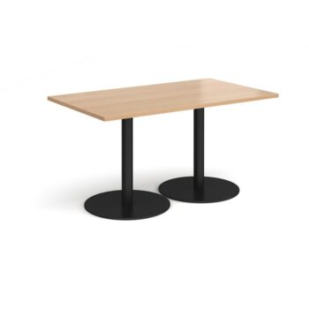 DAMS Monza rectangular dining table with flat round base 1400mm x 800mm-0