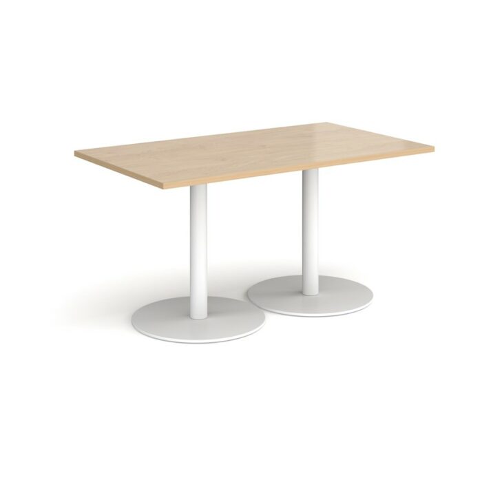 DAMS Monza rectangular dining table with flat round base 1400mm x 800mm-34880