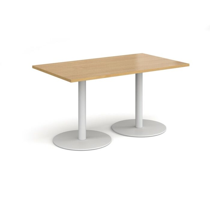 DAMS Monza rectangular dining table with flat round base 1400mm x 800mm-34882