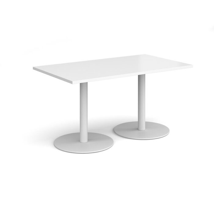 DAMS Monza rectangular dining table with flat round base 1400mm x 800mm-34879