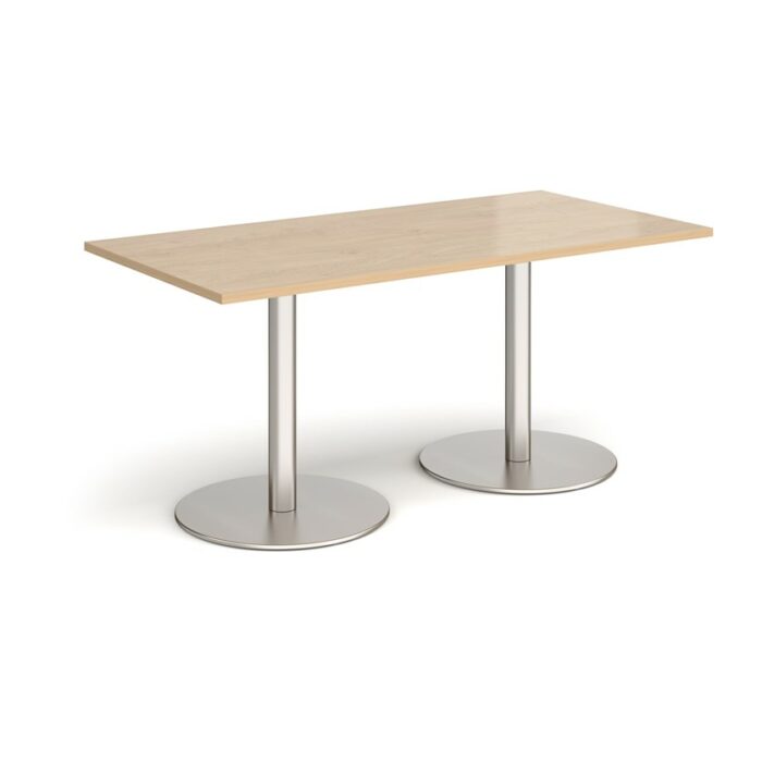 DAMS Monza rectangular dining table with flat round base 1600mm x 800mm-34937