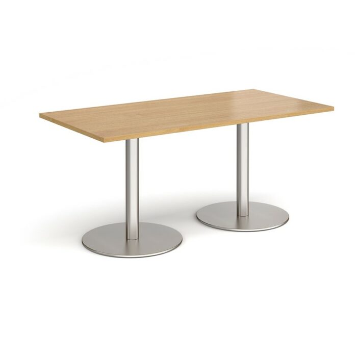 DAMS Monza rectangular dining table with flat round base 1600mm x 800mm-34933