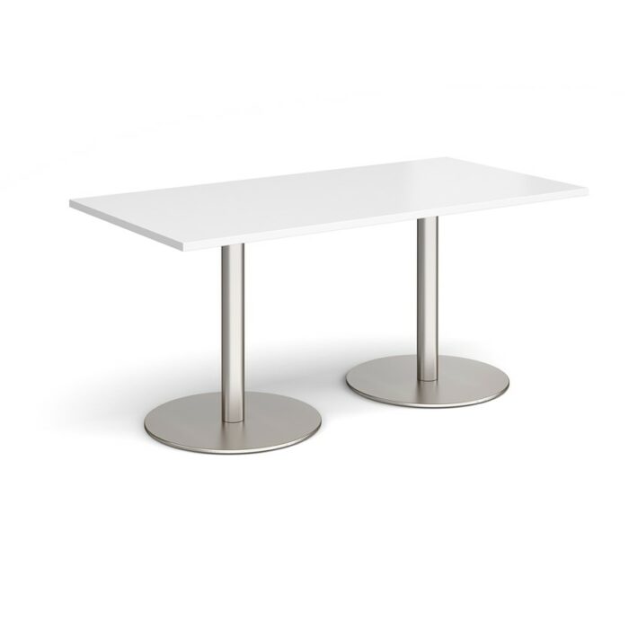 DAMS Monza rectangular dining table with flat round base 1600mm x 800mm-34932