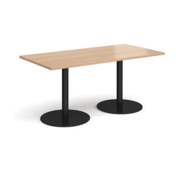 DAMS Monza rectangular dining table with flat round base 1600mm x 800mm-0