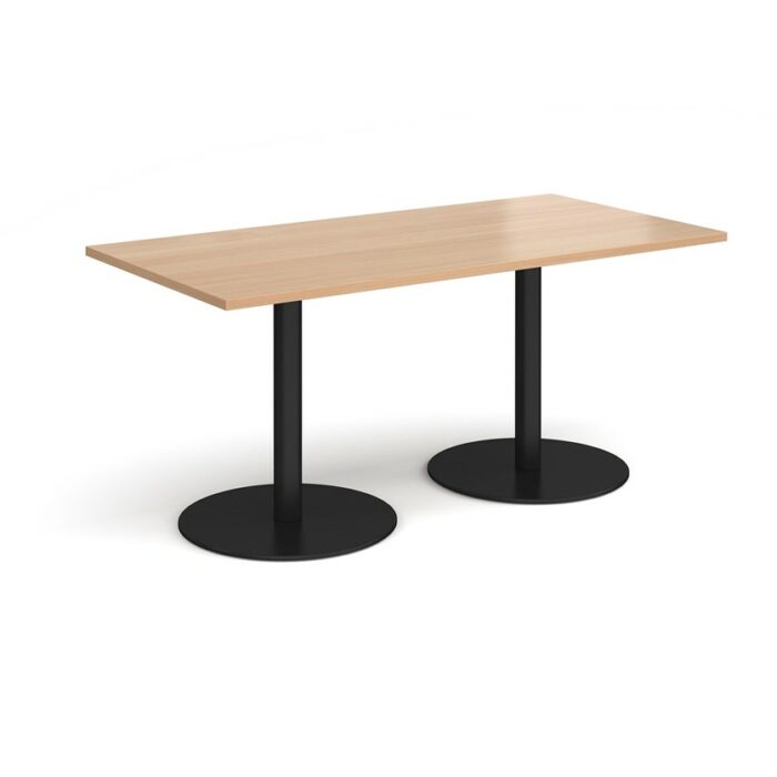 DAMS Monza rectangular dining table with flat round base 1600mm x 800mm-0
