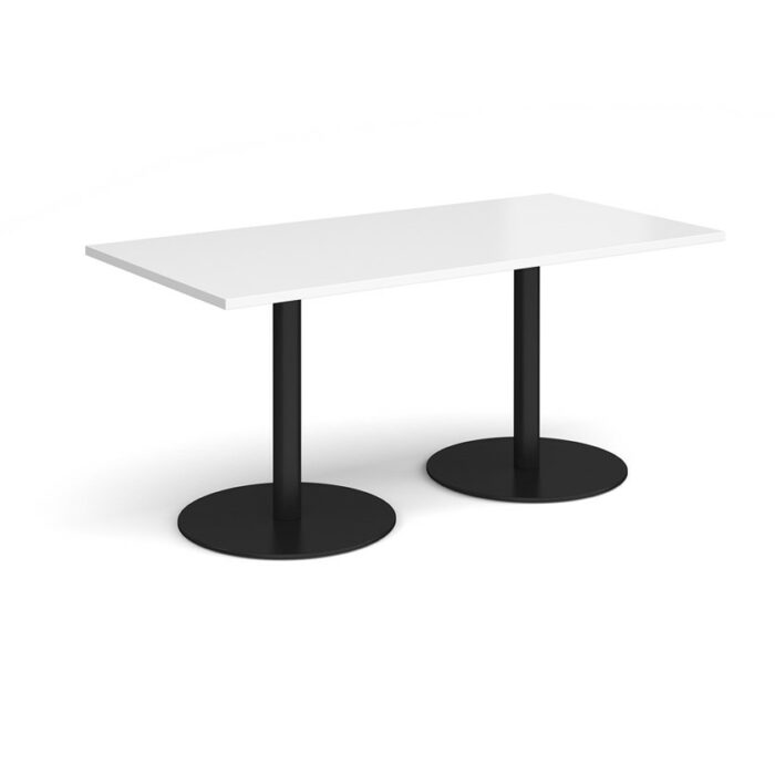 DAMS Monza rectangular dining table with flat round base 1600mm x 800mm-34929