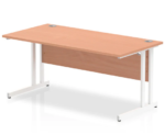 BIG DEALS Dynamic Impulse Straight Desk - White Legs and Beech Finish - Multiple Size Options-32646