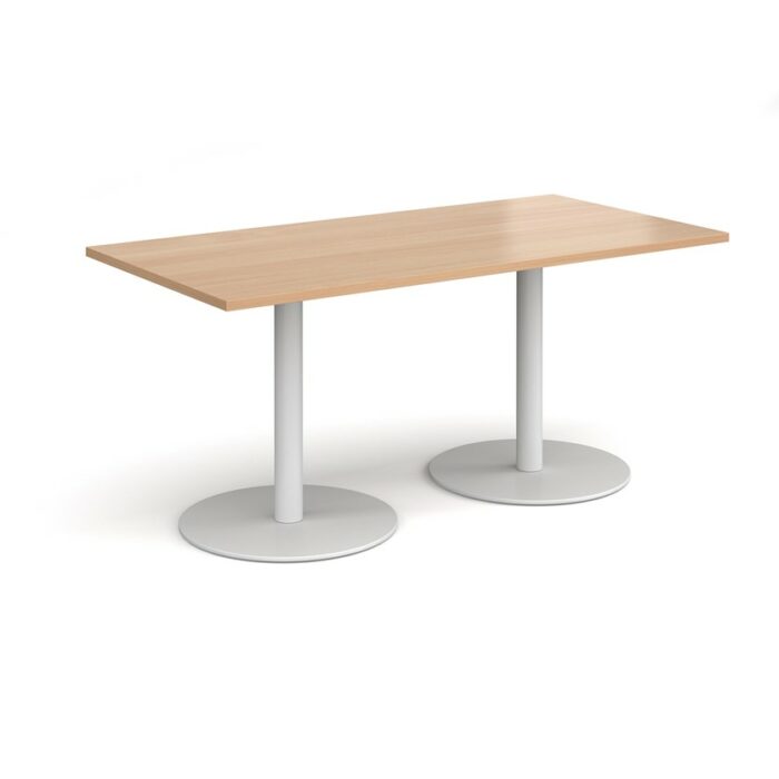 DAMS Monza rectangular dining table with flat round base 1600mm x 800mm-34939