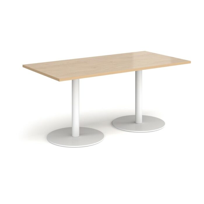 DAMS Monza rectangular dining table with flat round base 1600mm x 800mm-34943