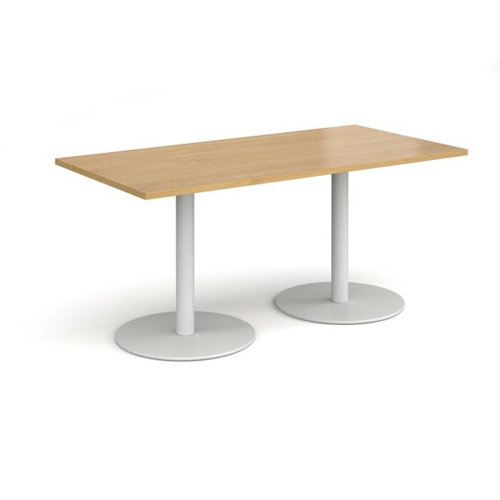 DAMS Monza rectangular dining table with flat round base 1600mm x 800mm-34941