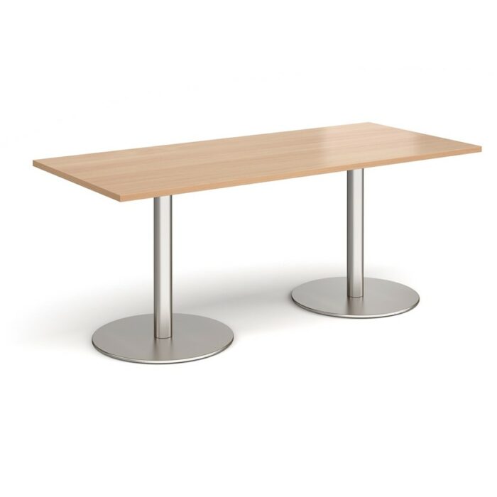 DAMS Monza rectangular dining table with flat round base 1800mm x 800mm-34974