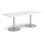 DAMS Monza rectangular dining table with flat round base 1800mm x 800mm-34969