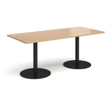 DAMS Monza rectangular dining table with flat round base 1800mm x 800mm-0
