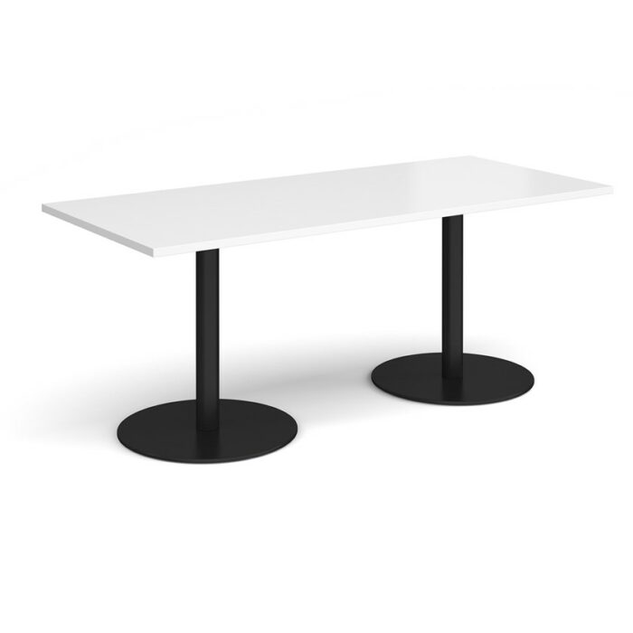DAMS Monza rectangular dining table with flat round base 1800mm x 800mm-34965