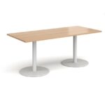 DAMS Monza rectangular dining table with flat round base 1800mm x 800mm-34984