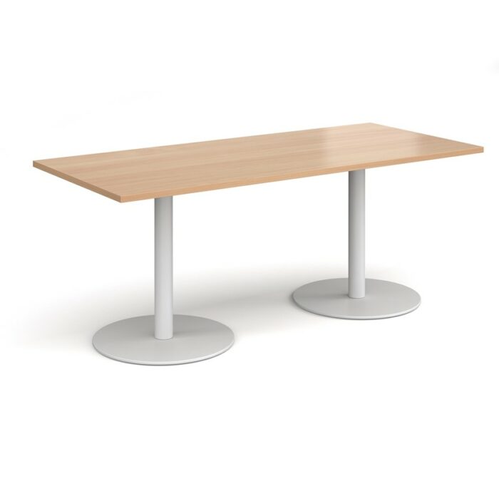 DAMS Monza rectangular dining table with flat round base 1800mm x 800mm-34984