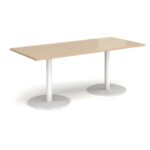 DAMS Monza rectangular dining table with flat round base 1800mm x 800mm-34981