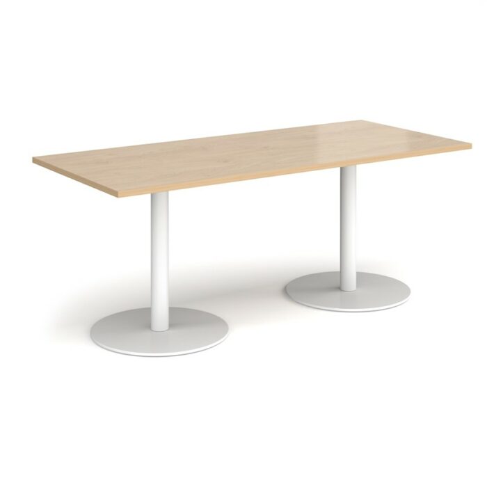 DAMS Monza rectangular dining table with flat round base 1800mm x 800mm-34981