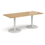 DAMS Monza rectangular dining table with flat round base 1800mm x 800mm-34983