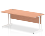BIG DEALS Dynamic Impulse Straight Desk - White Legs and Beech Finish - Multiple Size Options-32648