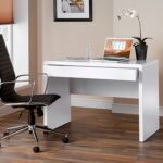 DAMS Luxor home office workstation with integrated full length drawer - white gloss-32807