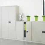 DAMS Steel contract cupboard with 4 shelves-33346