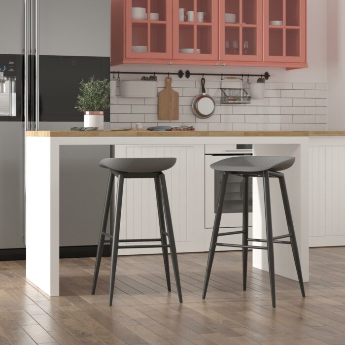 Dorel Novogratz Riley Indoor/Outdoor Bar Stools (2 Pack) - Charcoal Grey -32214