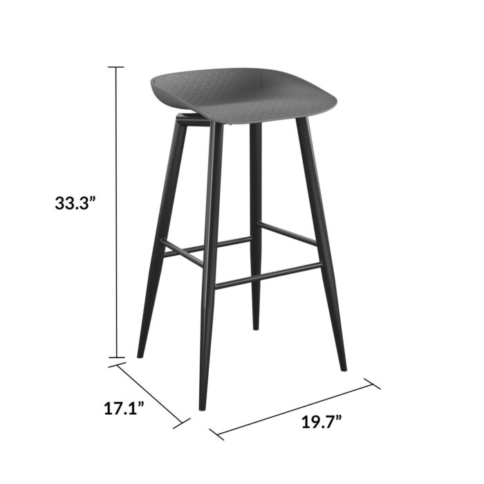 Dorel Novogratz Riley Indoor/Outdoor Bar Stools (2 Pack) - Charcoal Grey -32207