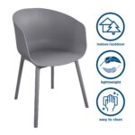 Dorel Novogratz York Indoor/Outdoor XL Dining Chairs (2 Pack) - Charcoal Grey-32223