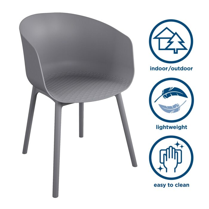 Dorel Novogratz York Indoor/Outdoor XL Dining Chairs (2 Pack) - Charcoal Grey-32223