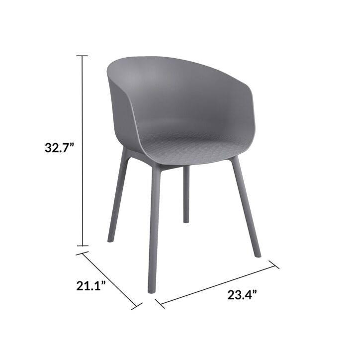 Dorel Novogratz York Indoor/Outdoor XL Dining Chairs (2 Pack) - Charcoal Grey-32219