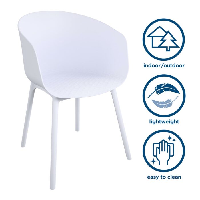 Dorel Novogratz York Indoor/Outdoor XL Dining Chairs (2 Pack) - White-32249