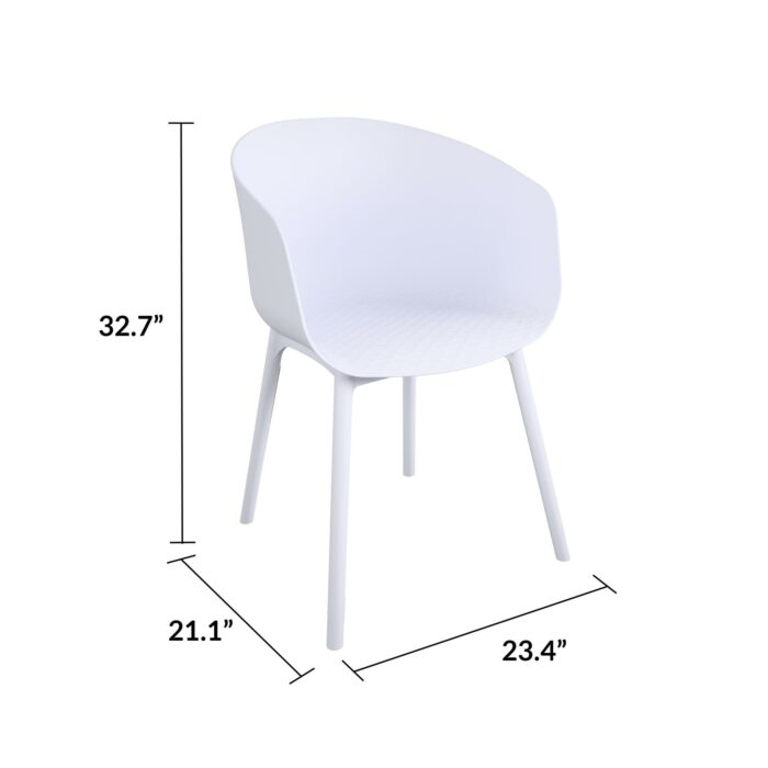 Dorel Novogratz York Indoor/Outdoor XL Dining Chairs (2 Pack) - White-32251