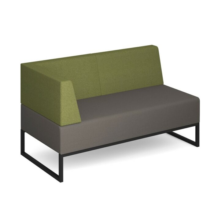 DAMS Nera modular soft seating double bench with back and right arm and black frame-0