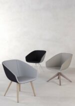 Elite Luma Lounge Chair with Swivel Wooden Pyramid Base-35396