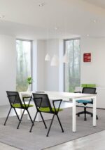 Elite Multi-Purpose Seating Salto 4 Legged Chair with Upholstered Seat & Mesh Back - Black Plastic Finish-34268