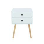 Core Scandia, 2 drawer & wood legs bedside cabinet, white-36333