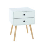 Core Scandia, 2 drawer & wood legs bedside cabinet, white-0