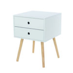 Core Scandia, 2 drawer & wood legs bedside cabinet, white-36334