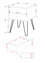 Core Options telford, white & metal 2 drawer bedside cabinet in grey-36310