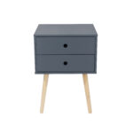 Core Scandia, 2 drawer & wood legs bedside cabinet, blue-36267