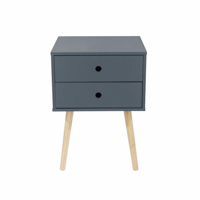 Core Scandia, 2 drawer & wood legs bedside cabinet, blue-36267