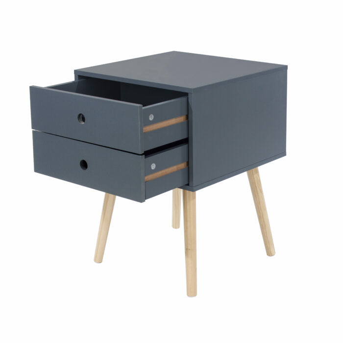 Core Scandia, 2 drawer & wood legs bedside cabinet, blue-36268