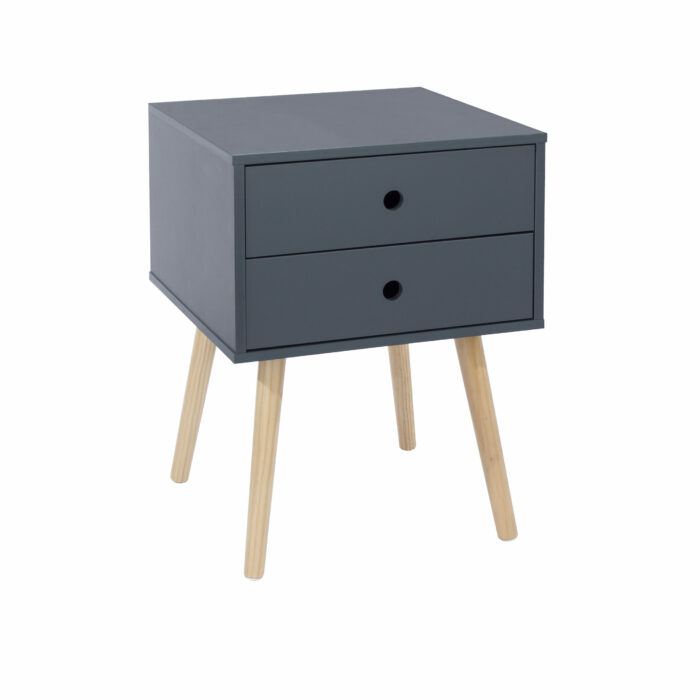 Core Scandia, 2 drawer & wood legs bedside cabinet, blue-0