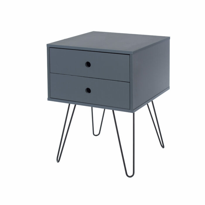 Core Options telford, white & metal 2 drawer bedside cabinet in blue-36285