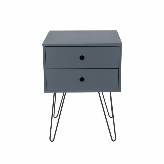 Core Options telford, white & metal 2 drawer bedside cabinet in blue-36283