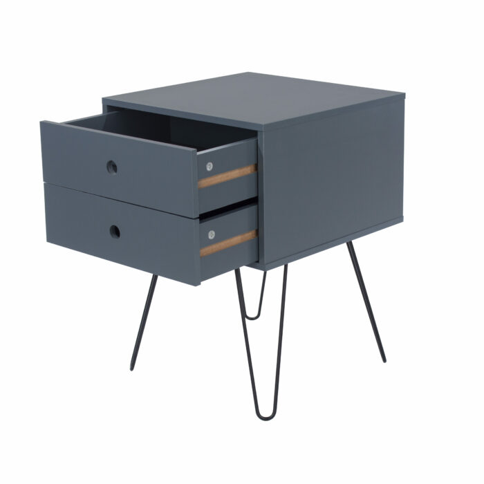 Core Options telford, white & metal 2 drawer bedside cabinet in blue-36284